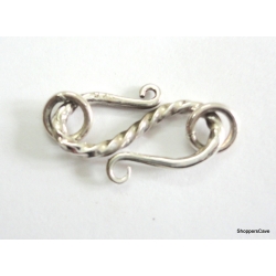 C0006-Clasp,toggle,oxidized,sterling silver,20 mm wide Big 'S' type